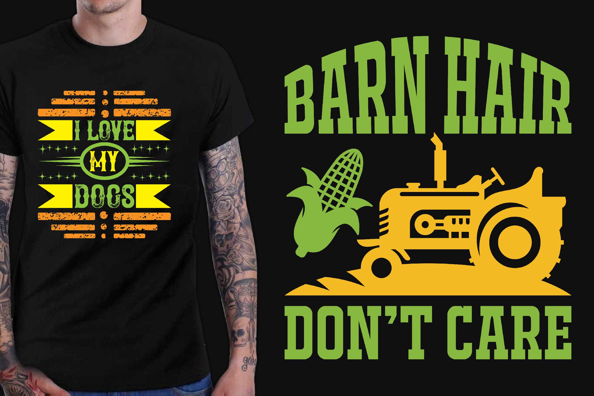 Black t-shirt with so colorful illustration in an agriculture industry.