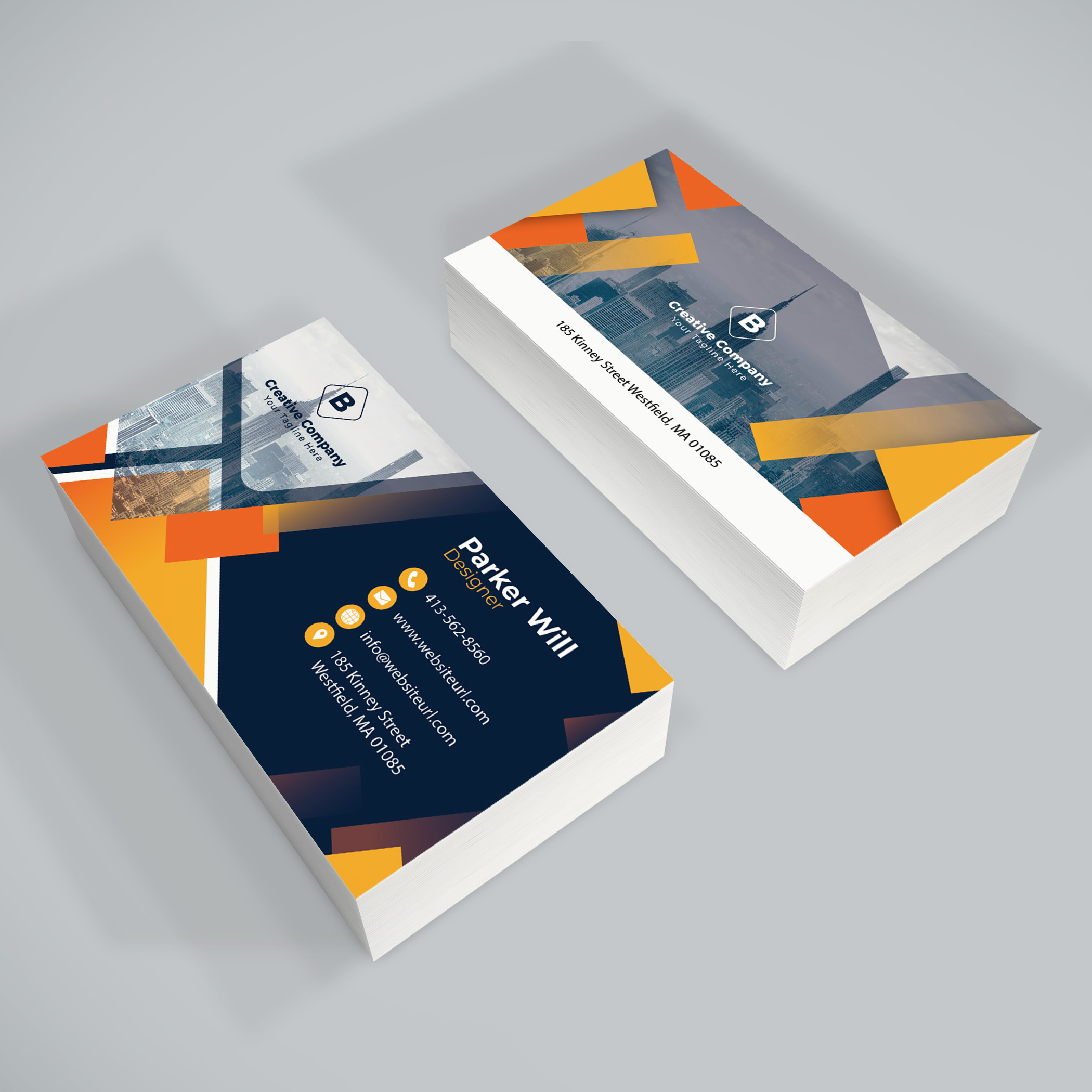 4 Corporate Business Cards Bundle, stylish business cards.