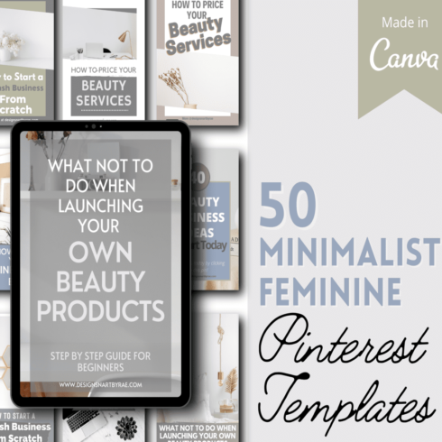 50 Minimalist Pinterest Templates cover image.