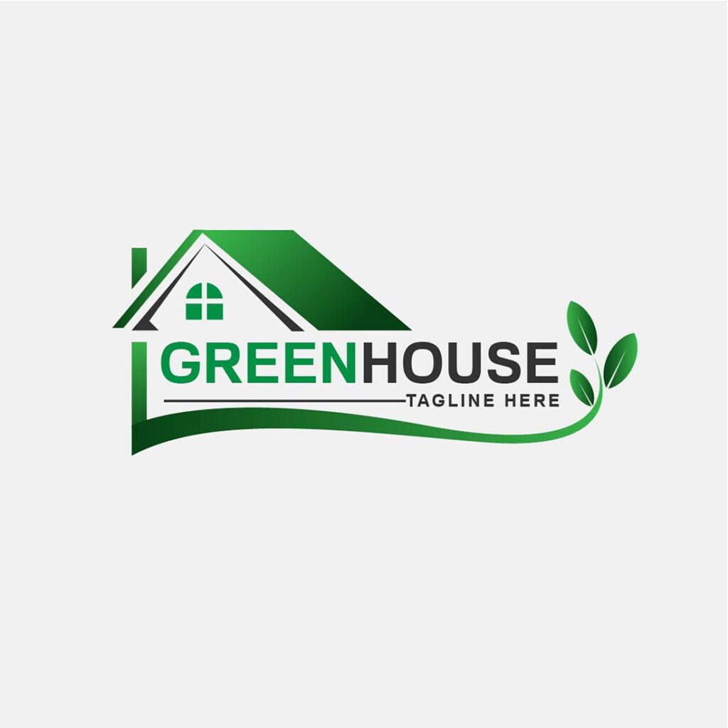 Green House logo, house plant, Minimal Plant Vector Design, Resizable ...