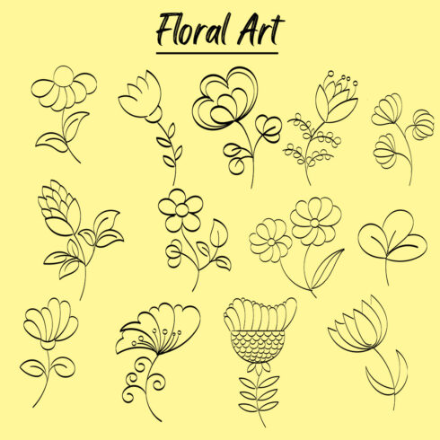 Floral Art Drawing with Line-art cover image.