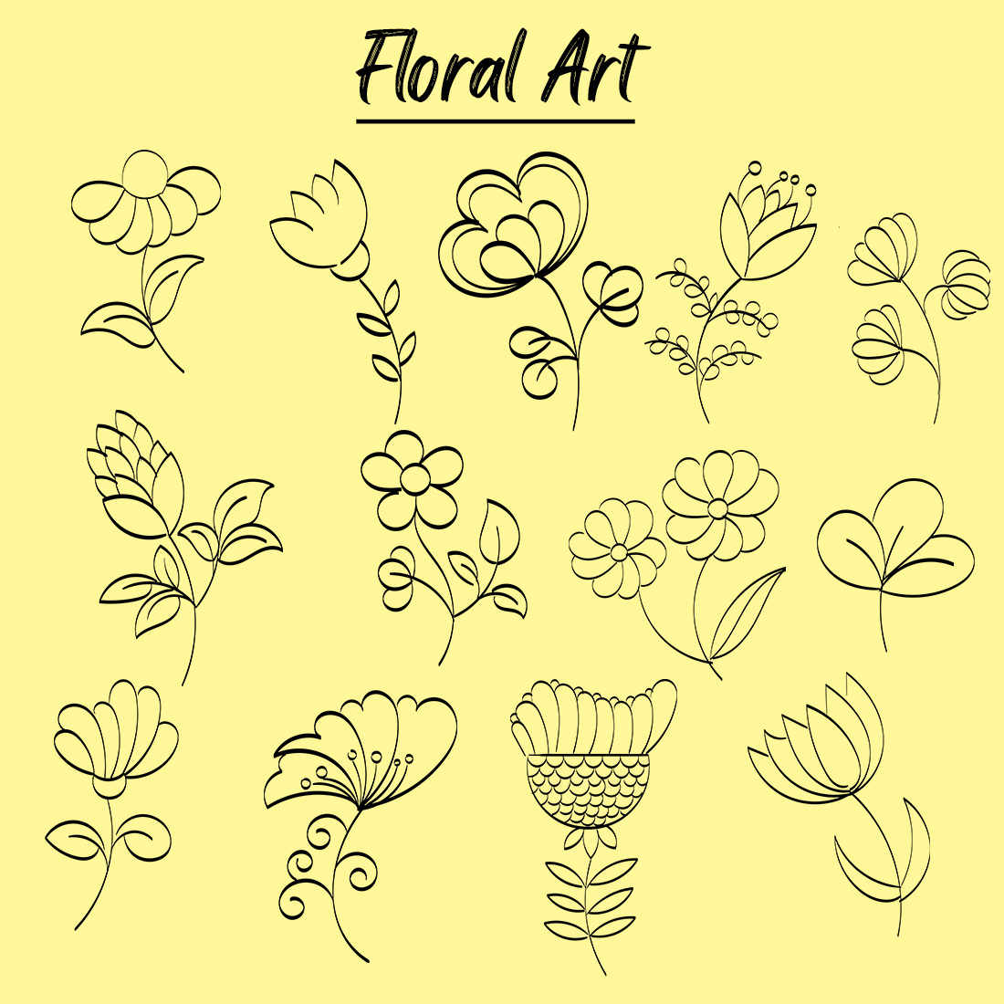 Floral Art Drawing with Line-art cover image.