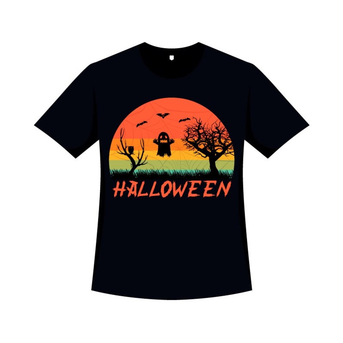 Retro Color Halloween T-shirt Design cover image.