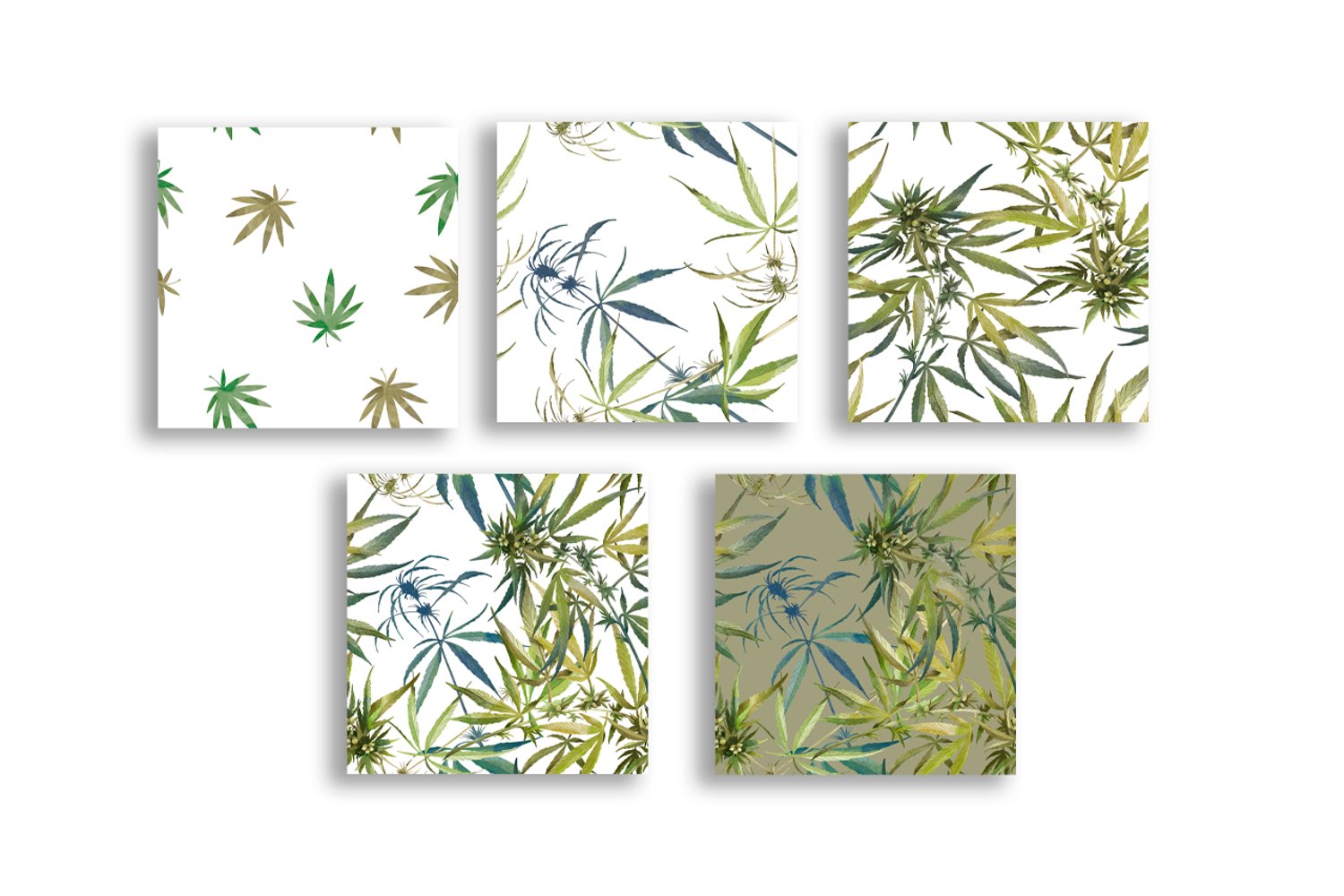 Watercolor Cannabis Digital Paper.