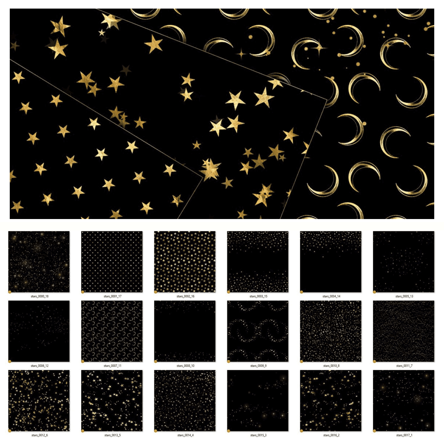 Black and Gold Stars Digital Paper cover.