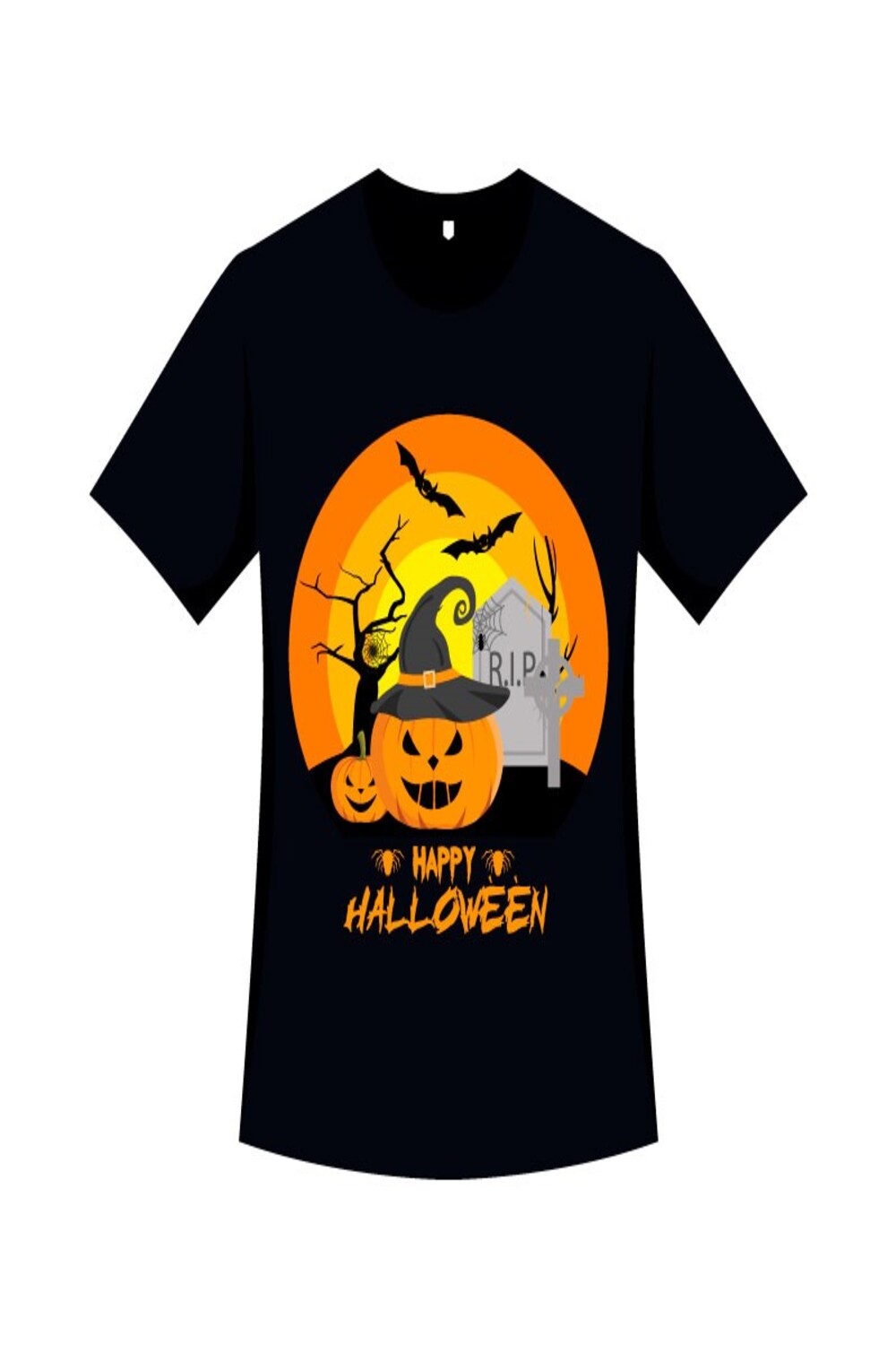 Halloween T-shirt Design with Pumpkin pinterest image.