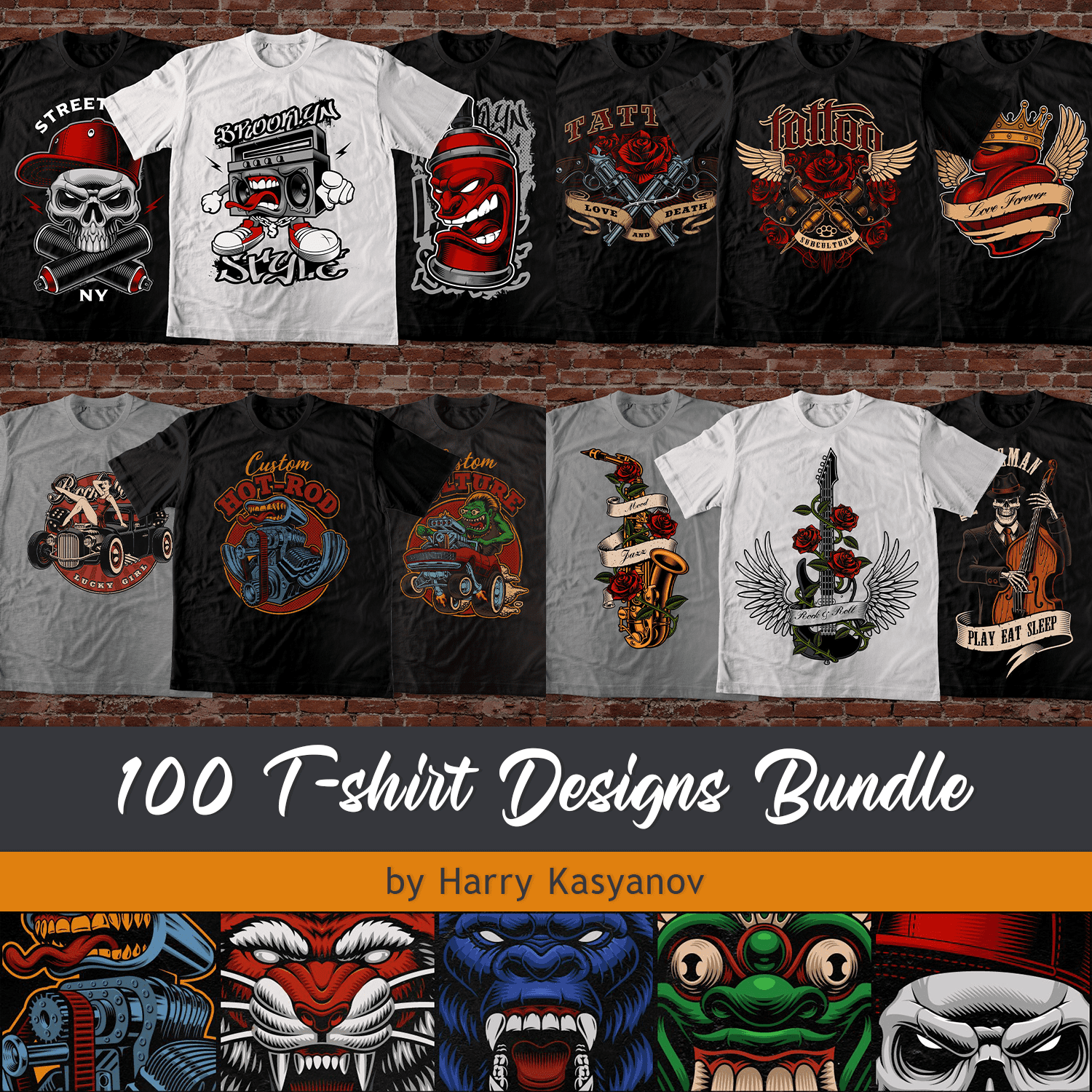 100 T-shirt Designs Bundle.