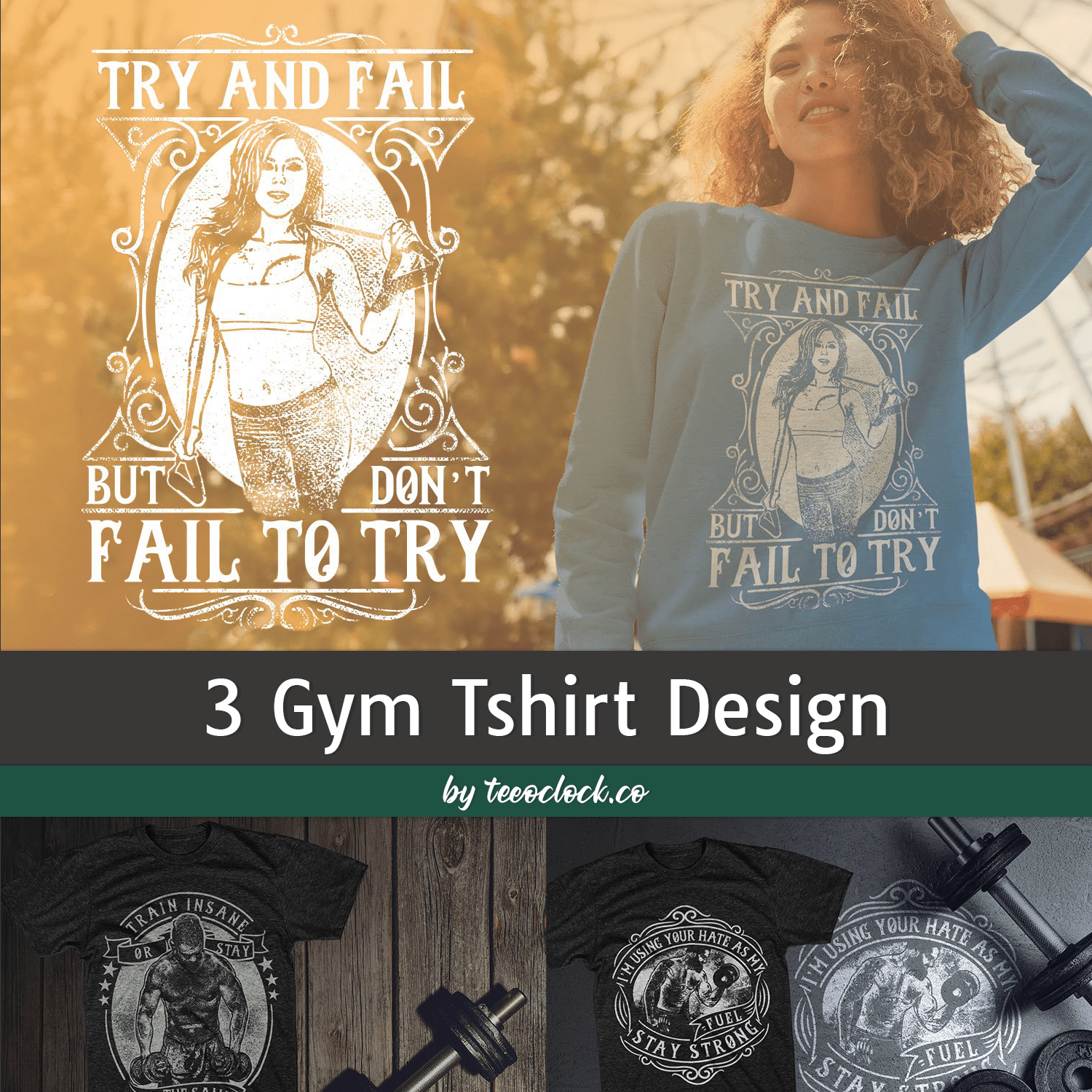 3 Gym Tshirt Design cover.