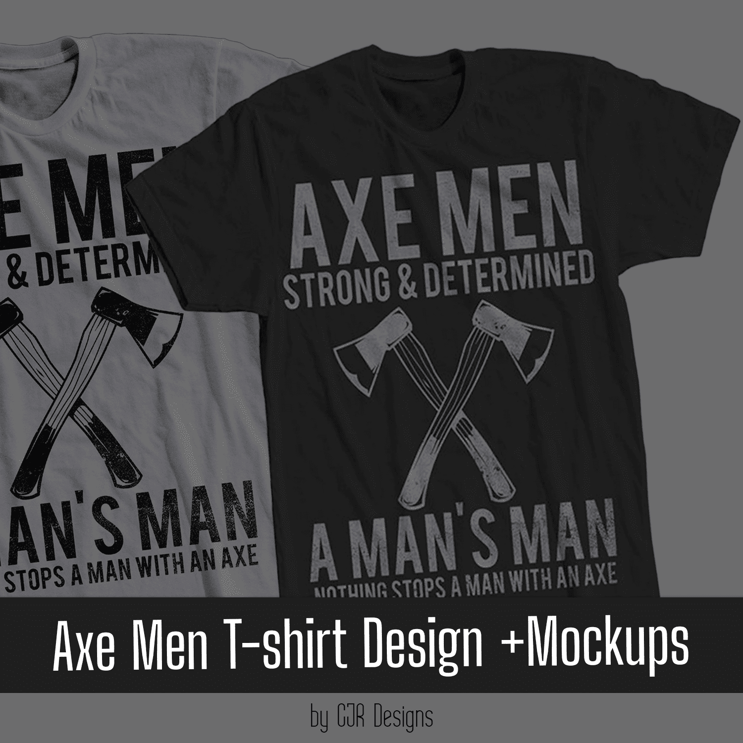 Black and white T-shirt with adorable ax design.