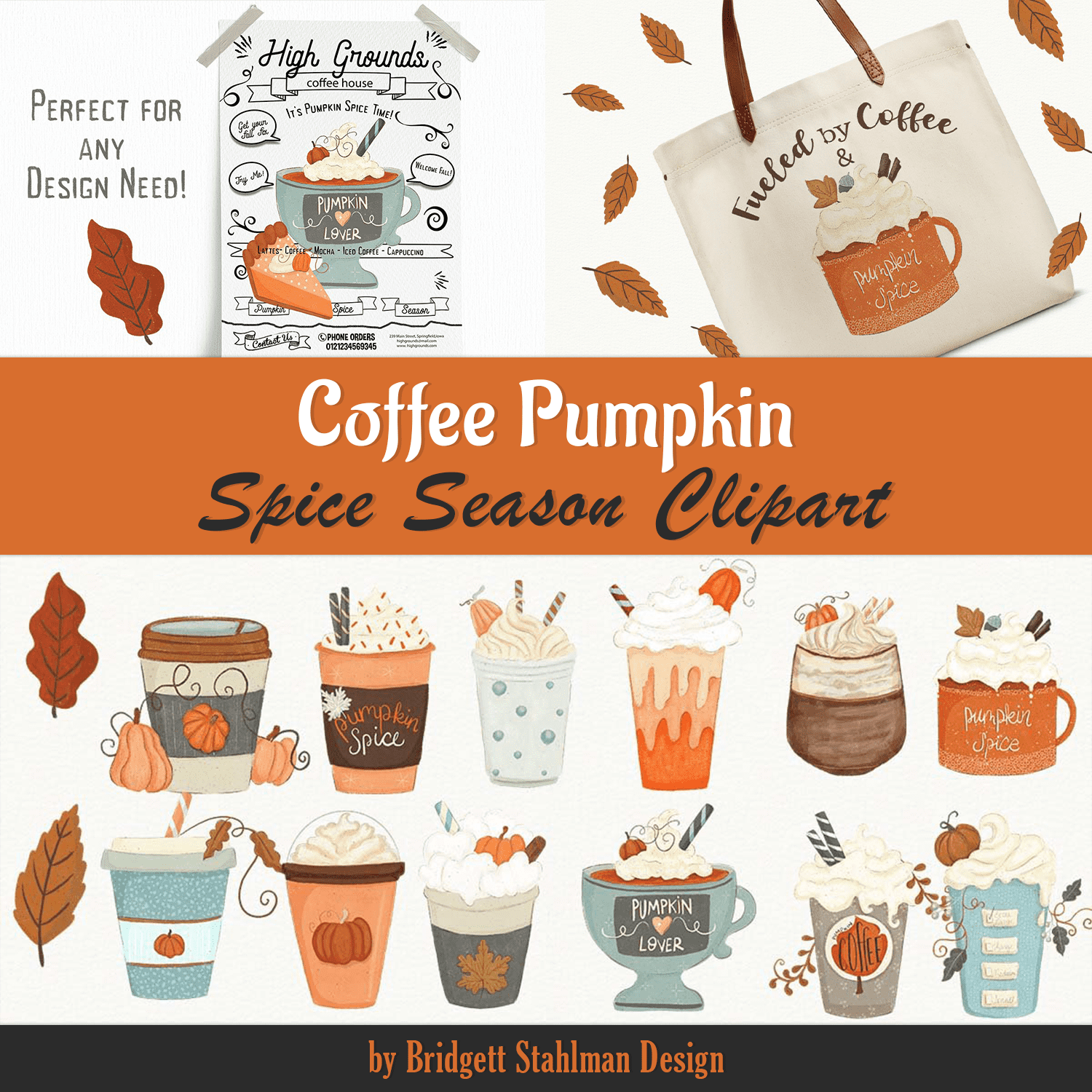 Coffee Pumpkin Spice Season Clipart.