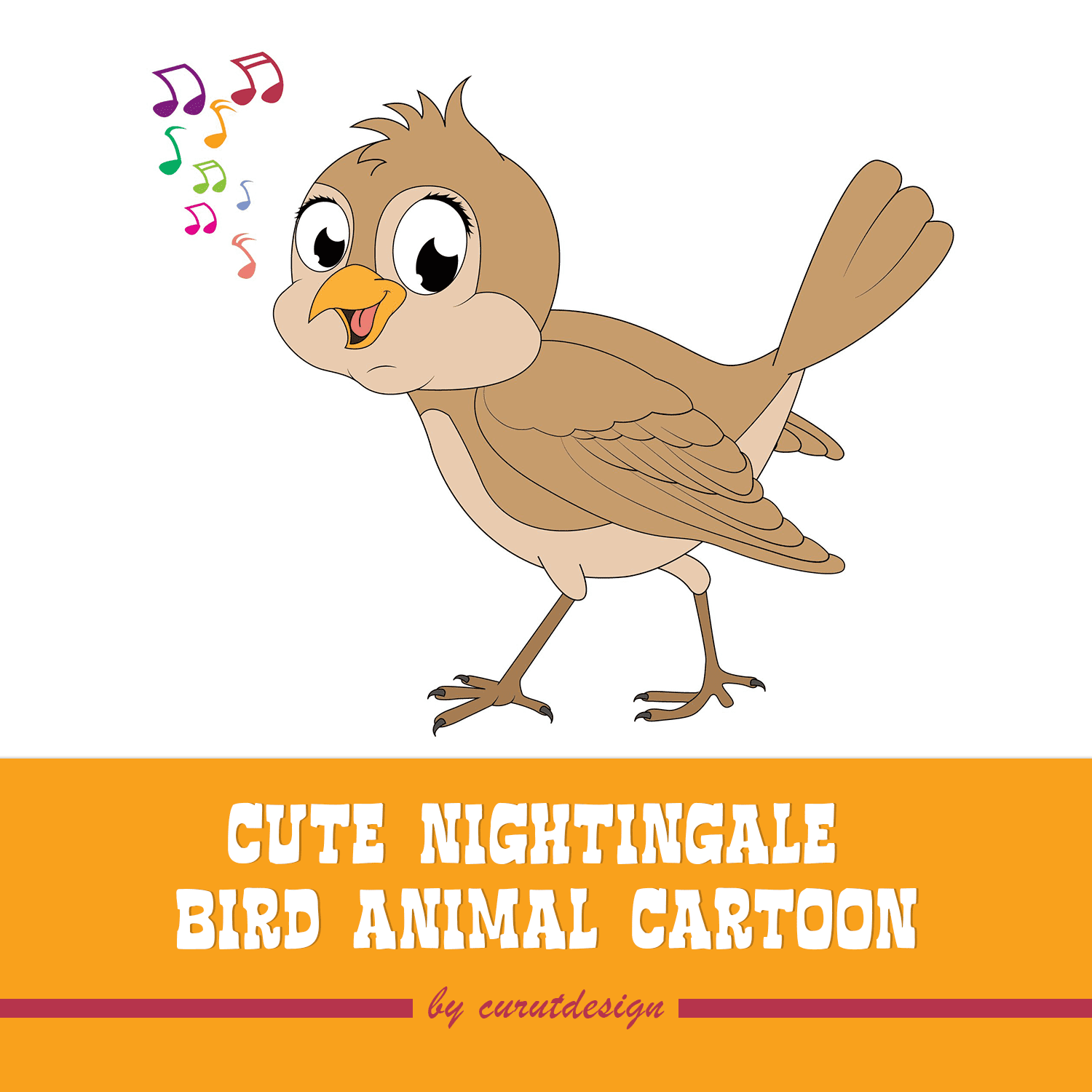cute nightingale bird animal cartoon cover.