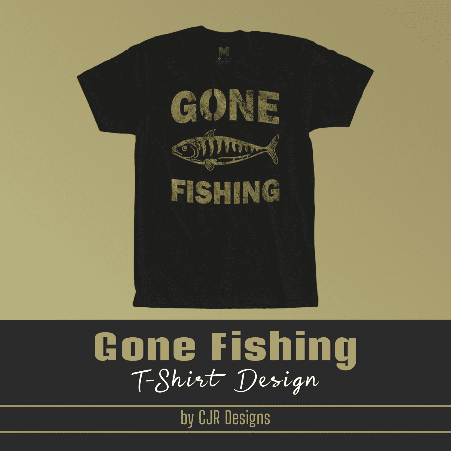 Black t-shirt with adorable fish print and "gone fishing" slogan.