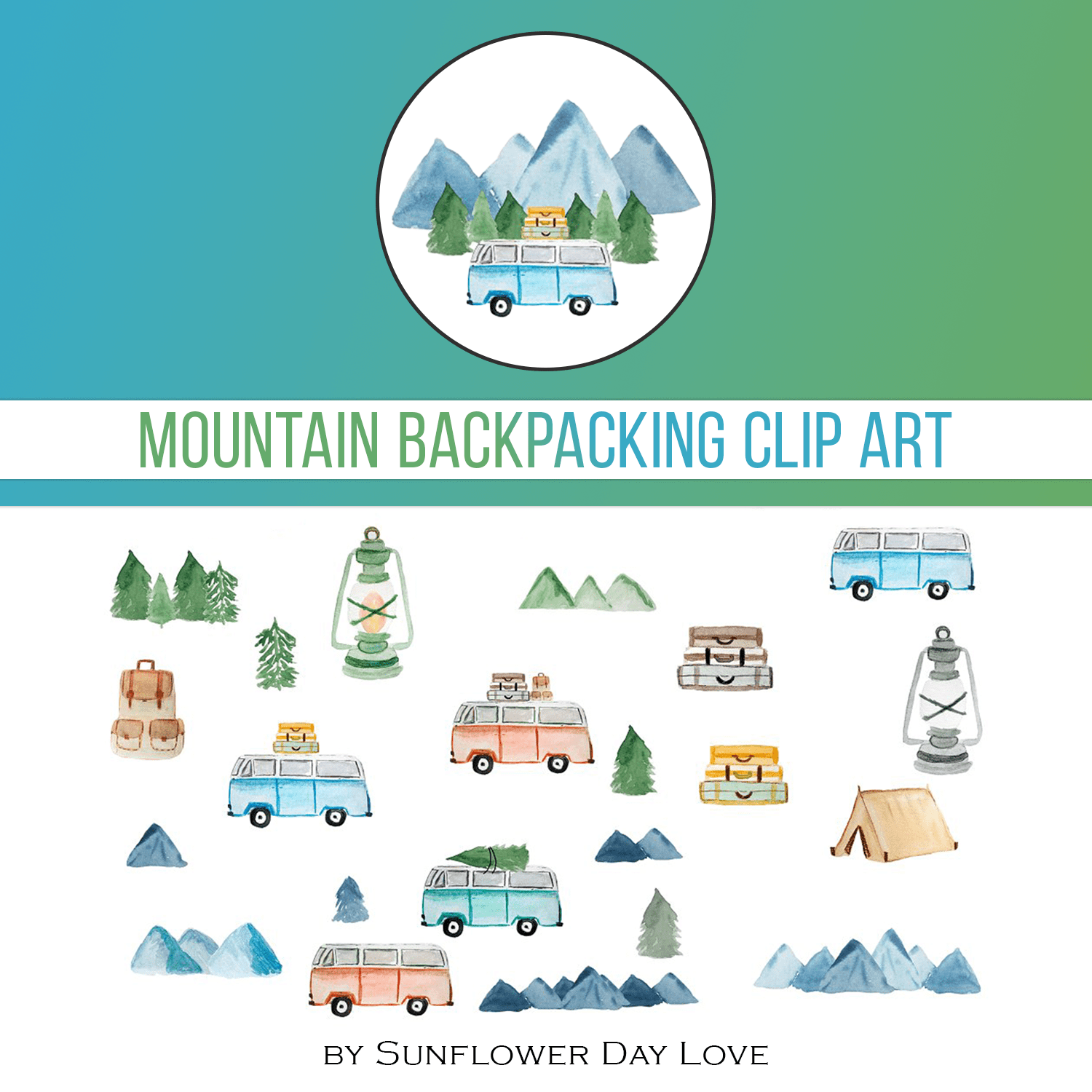 Mountain Backpacking Clip Art cover.