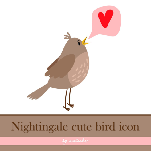 Nightingale cute bird icon.