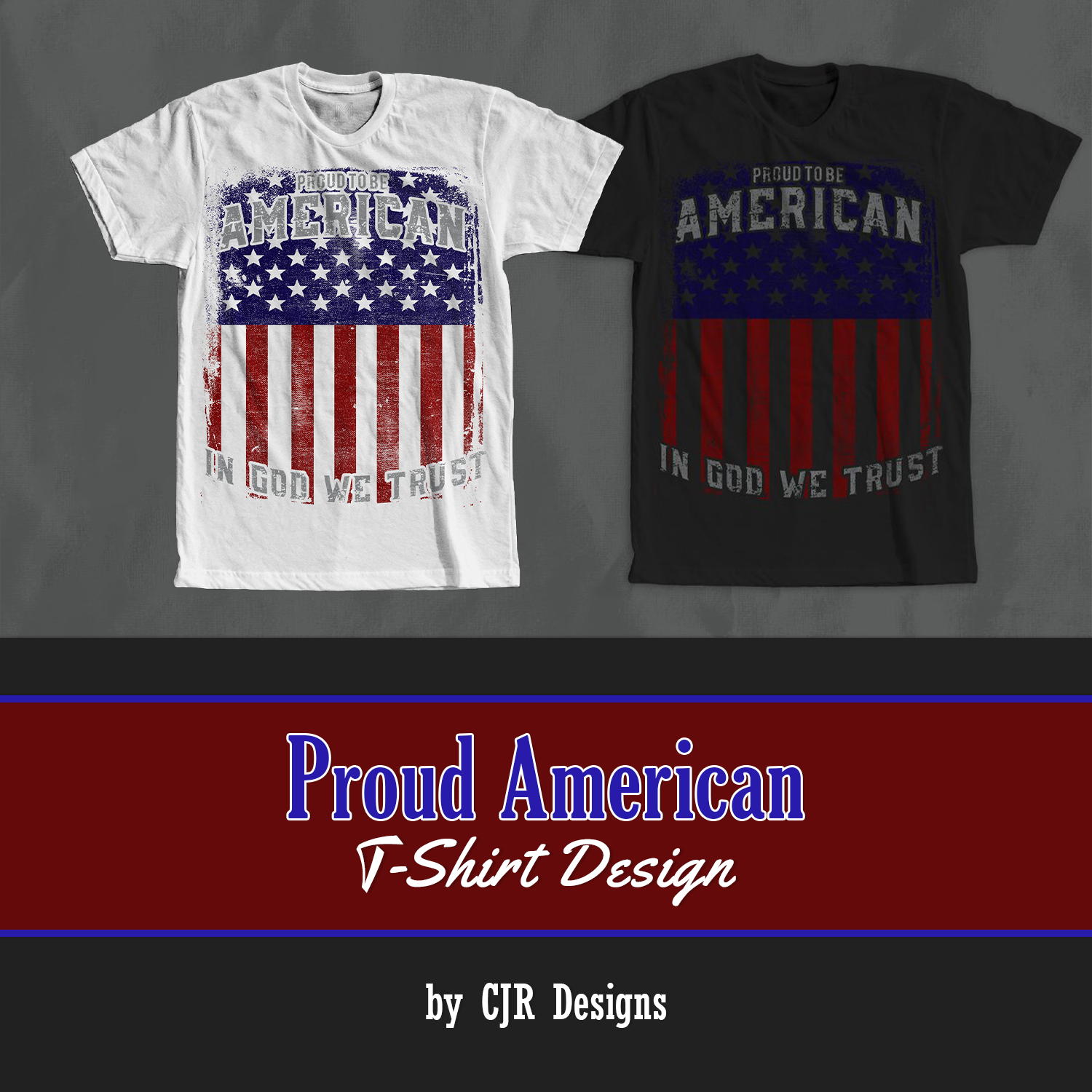 Black and white T-shirt with charming American flag print.