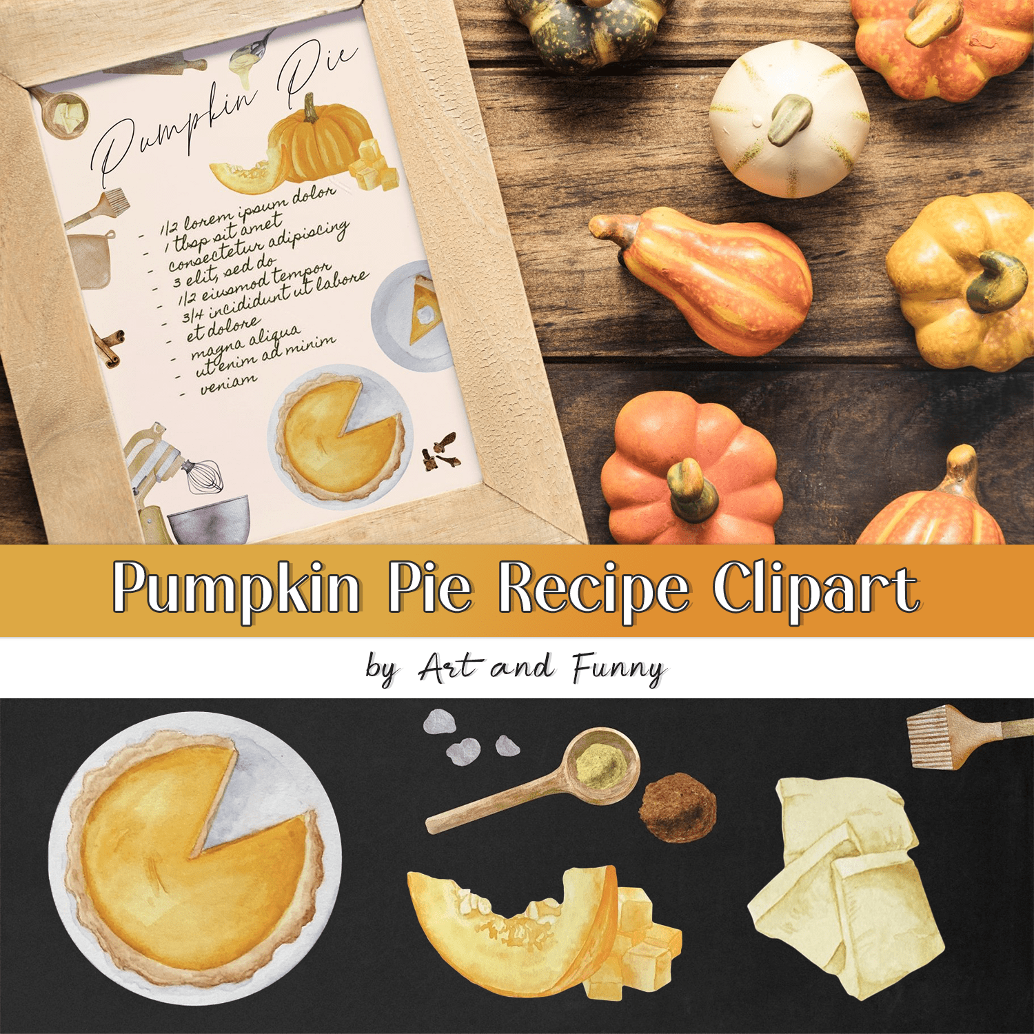 Pumpkin Pie Recipe Clipart.