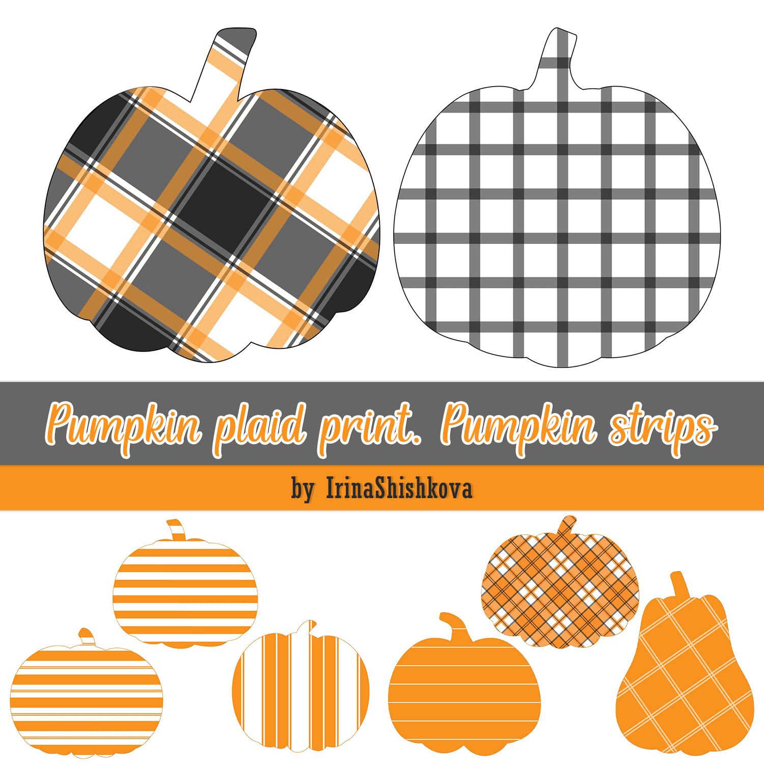 Pumpkin plaid print. Pumpkin strips cover.