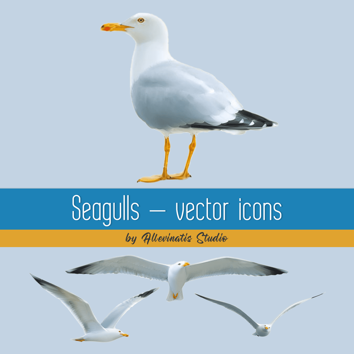 Seagulls, vector icons.