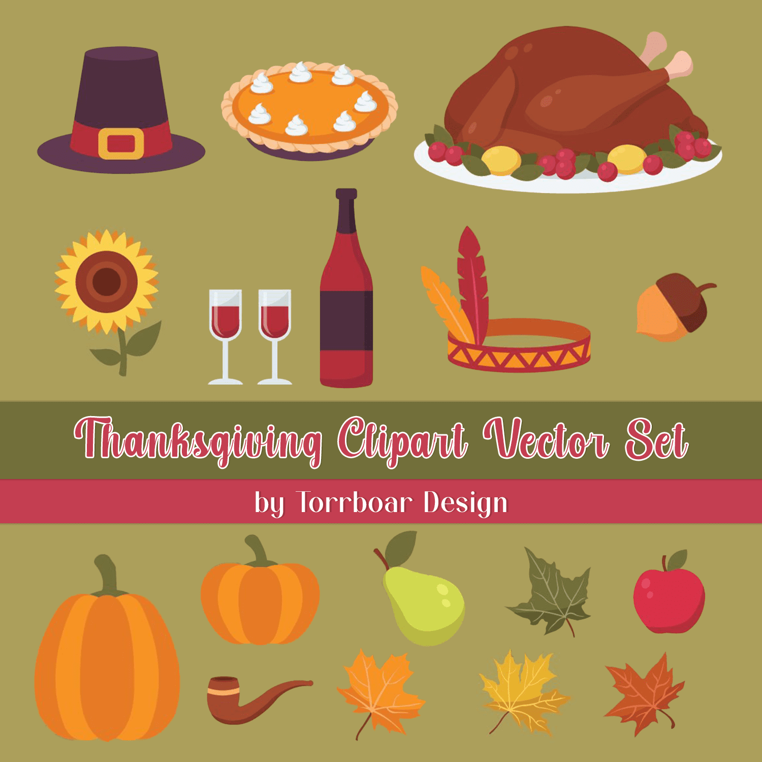 Thanksgiving Clipart Vector Set cover.
