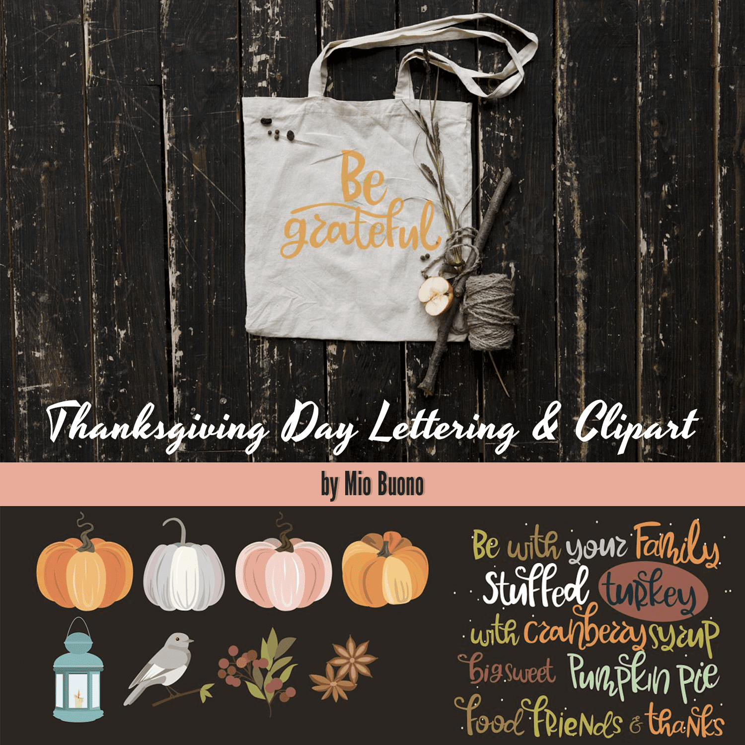 Thanksgiving Day Lettering & Clipart cover.