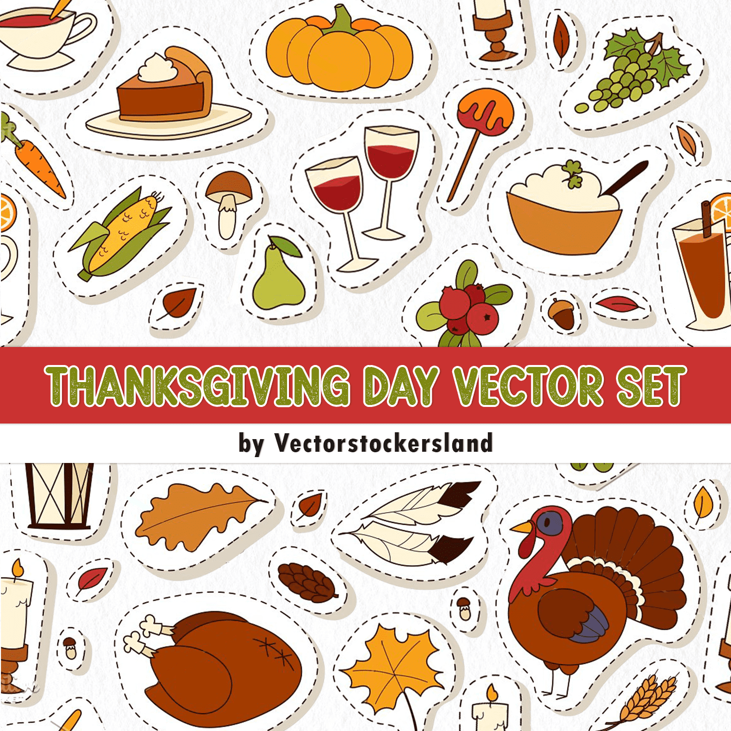 Thanksgiving day vector set cover.