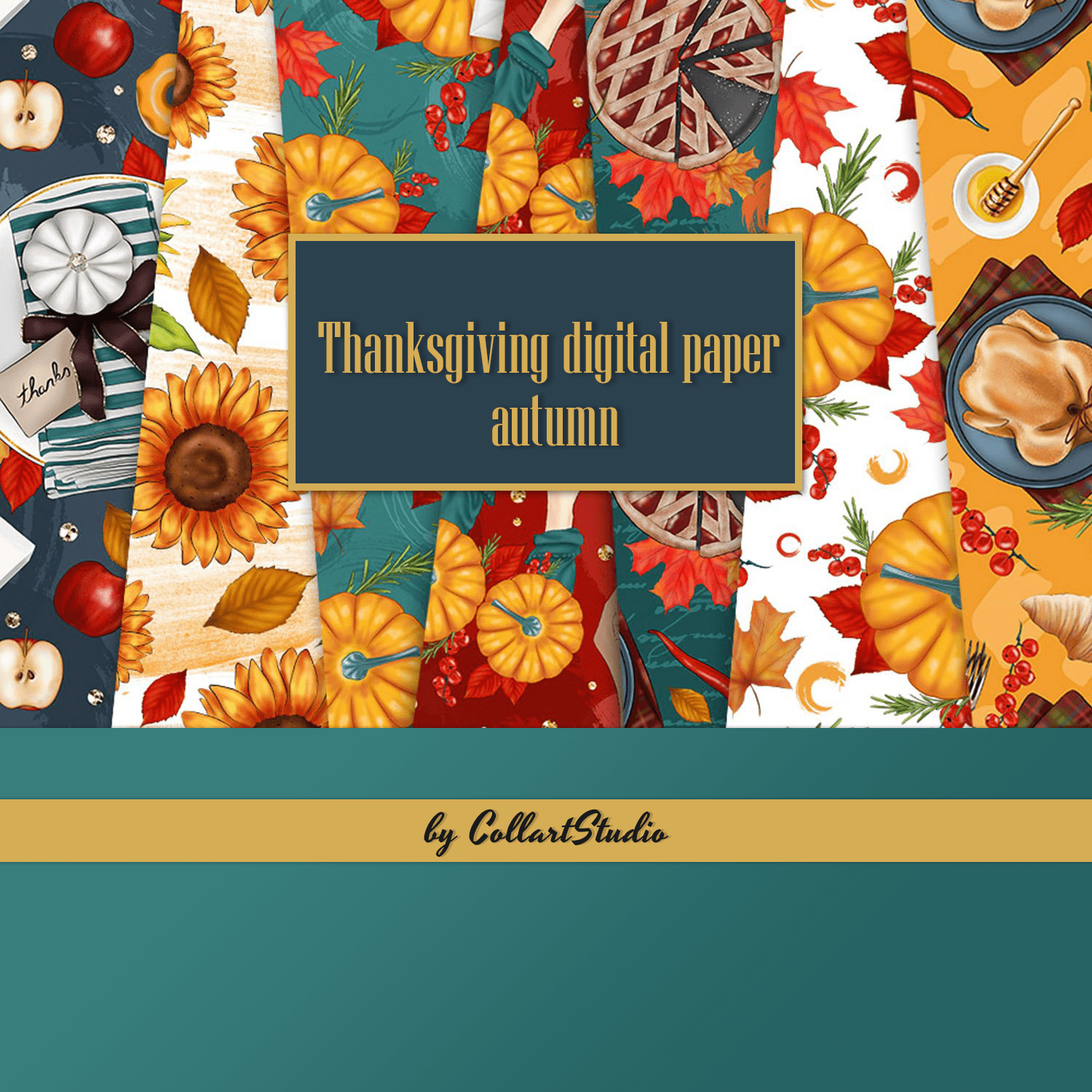 Thanksgiving digital paper, autumn cover.