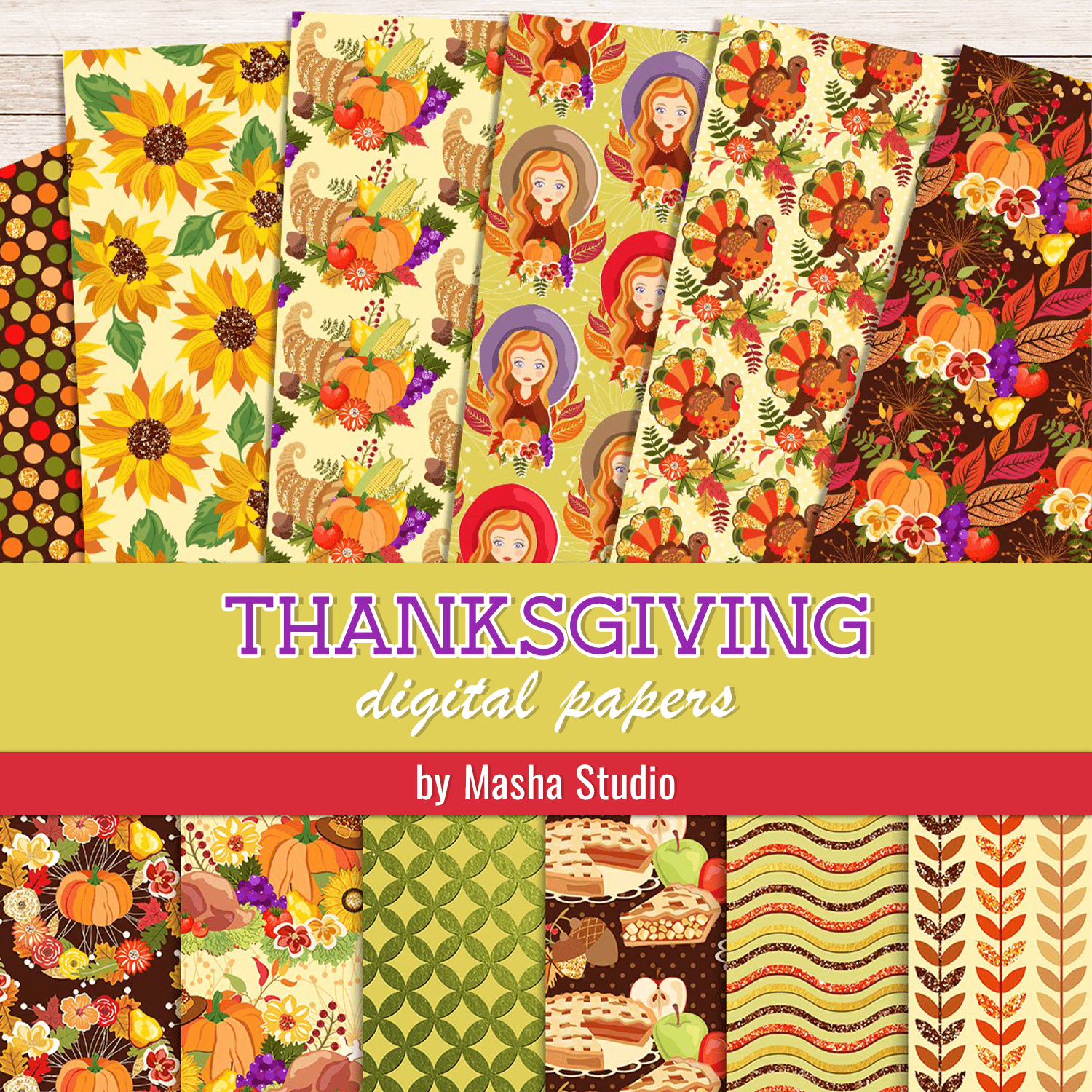 THANKSGIVING digital papers cover.