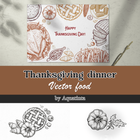Thanksgiving dinner - Vector food.