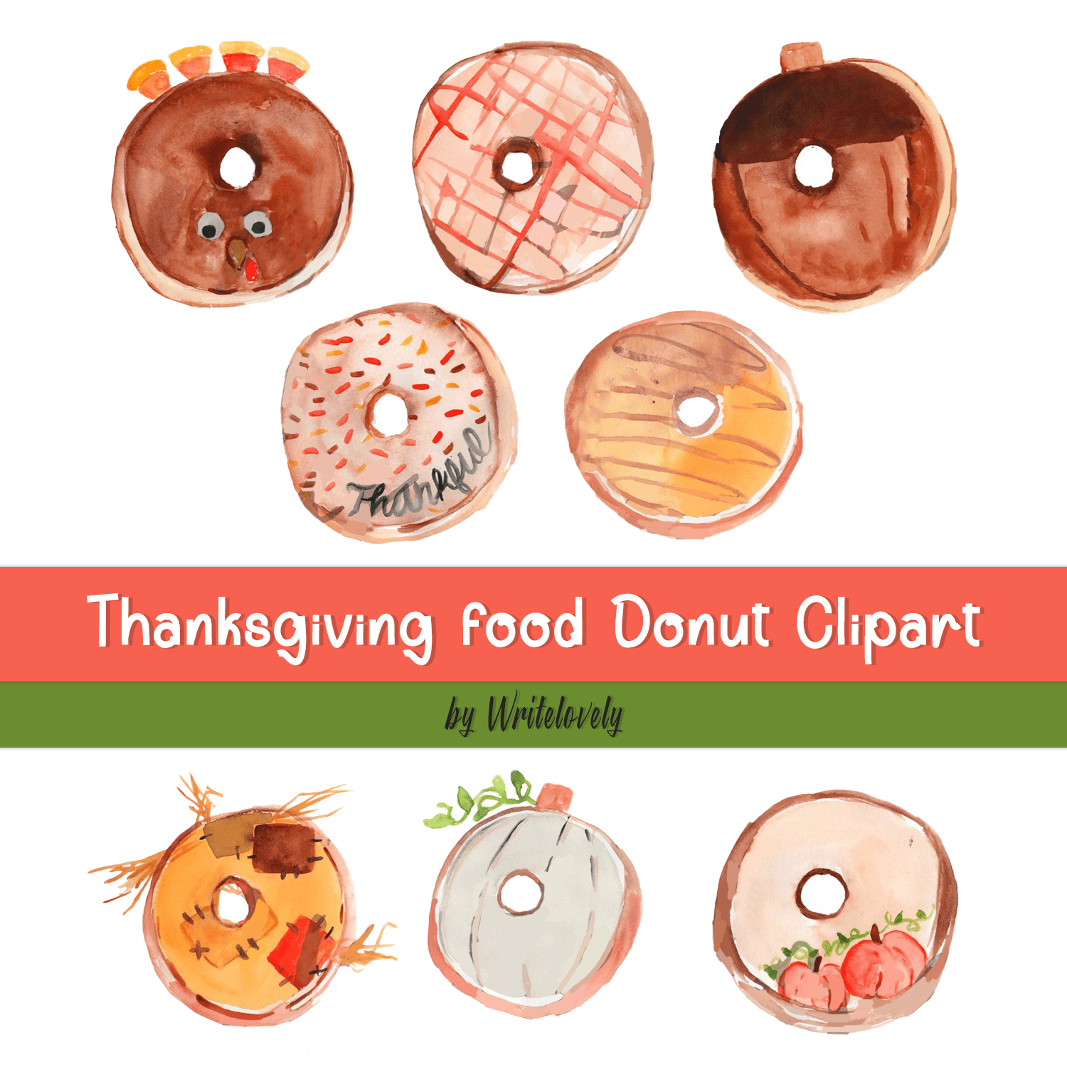 Thanksgiving food Donut Clipart cover.