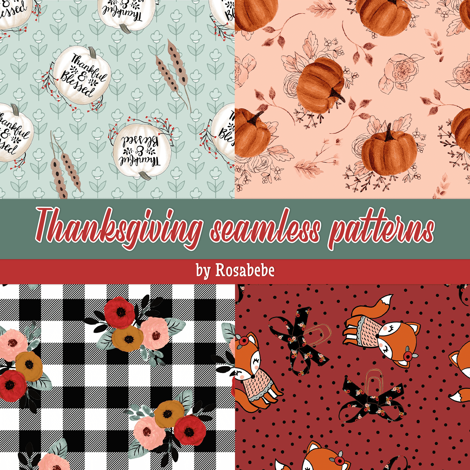 Thanksgiving seamless patterns cover.