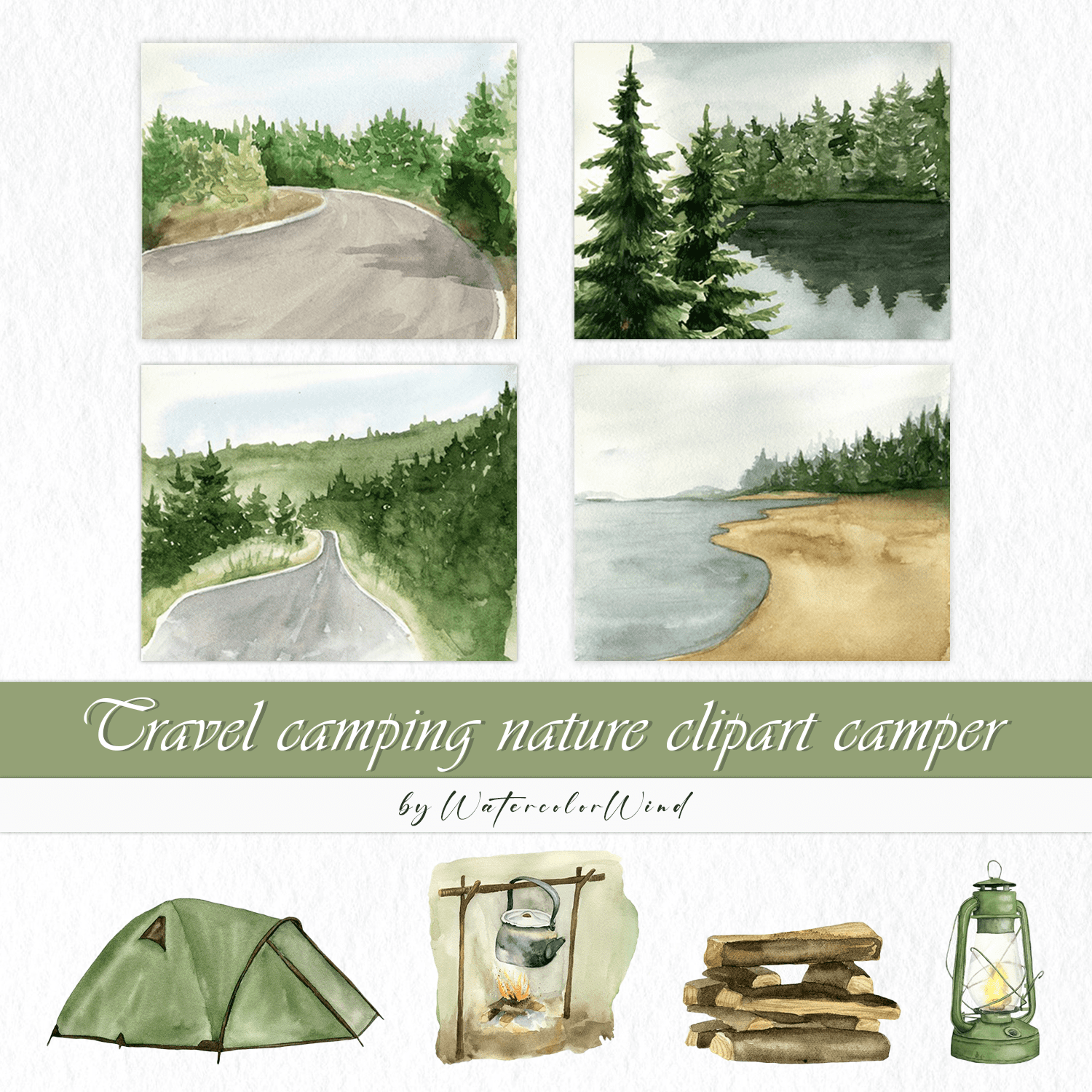 Travel camping nature clipart camper cover.