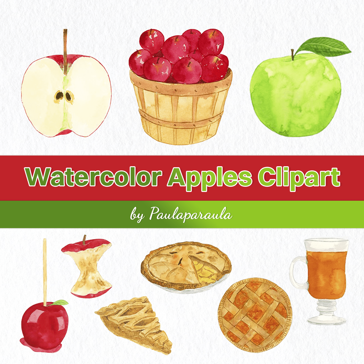 Watercolor Apples Clipart cover.