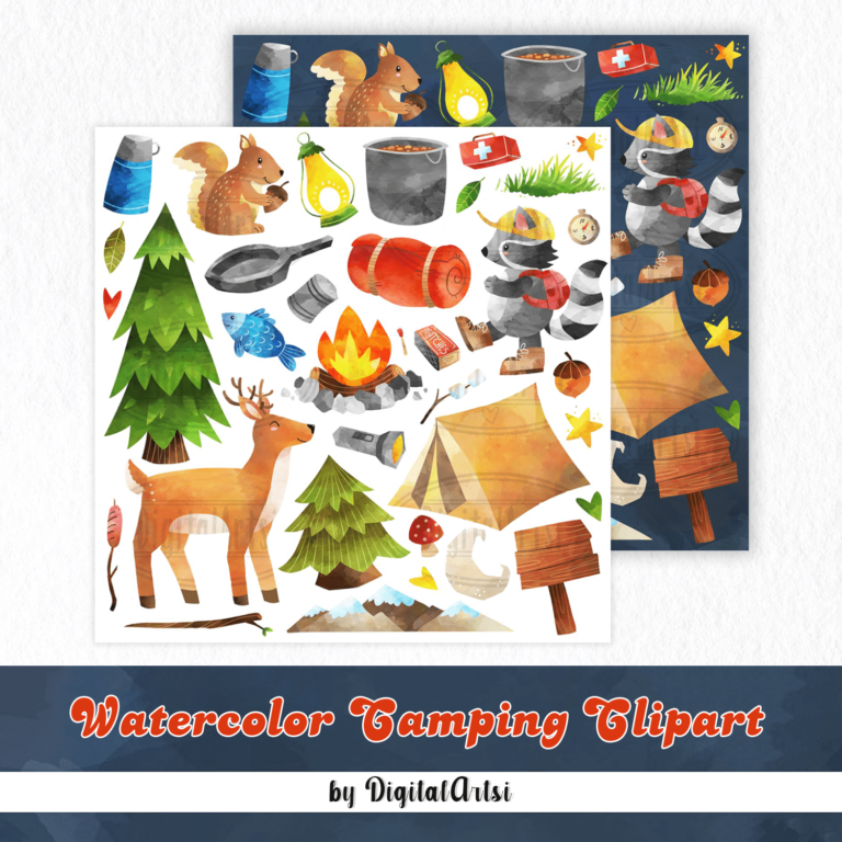 Watercolor Camping Clipart: 36 Images – MasterBundles