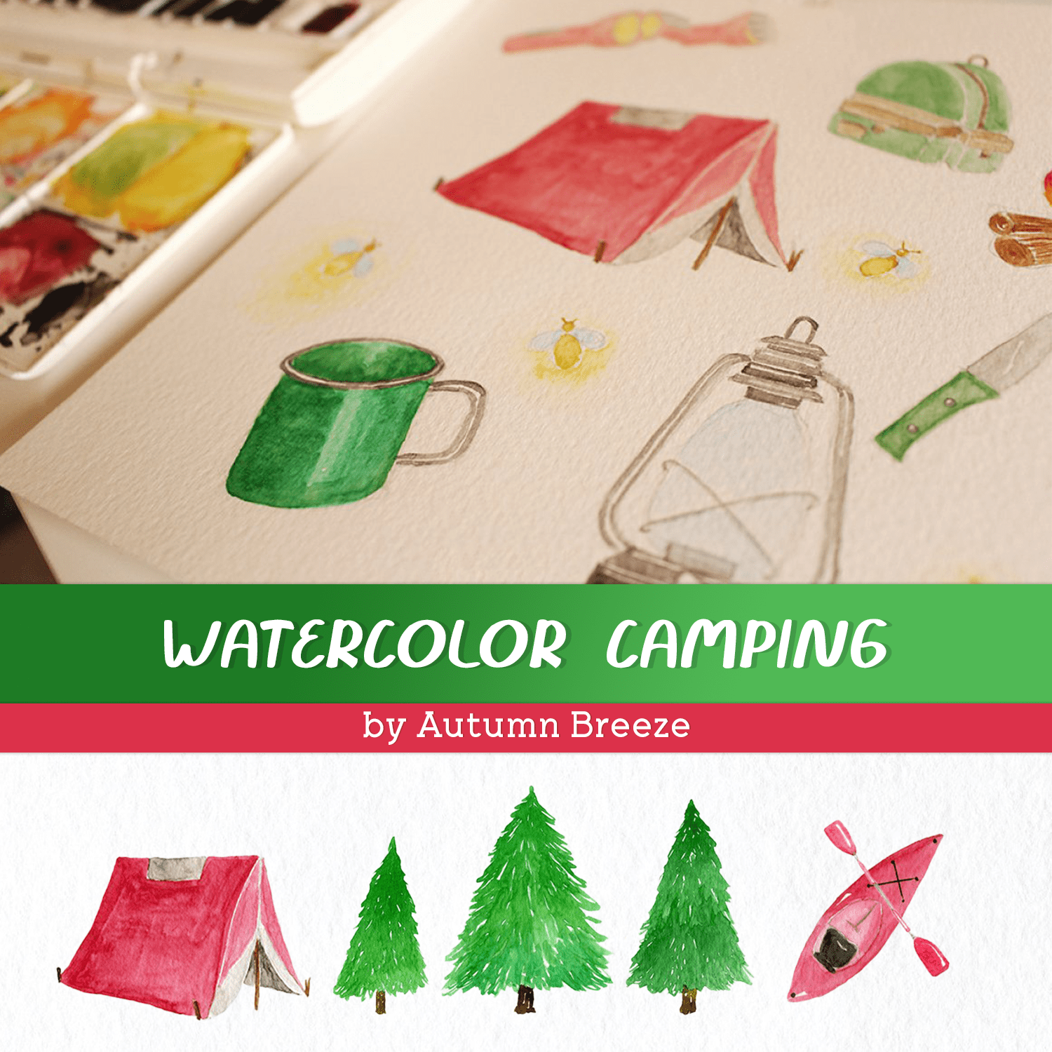 watercolor camping cover.