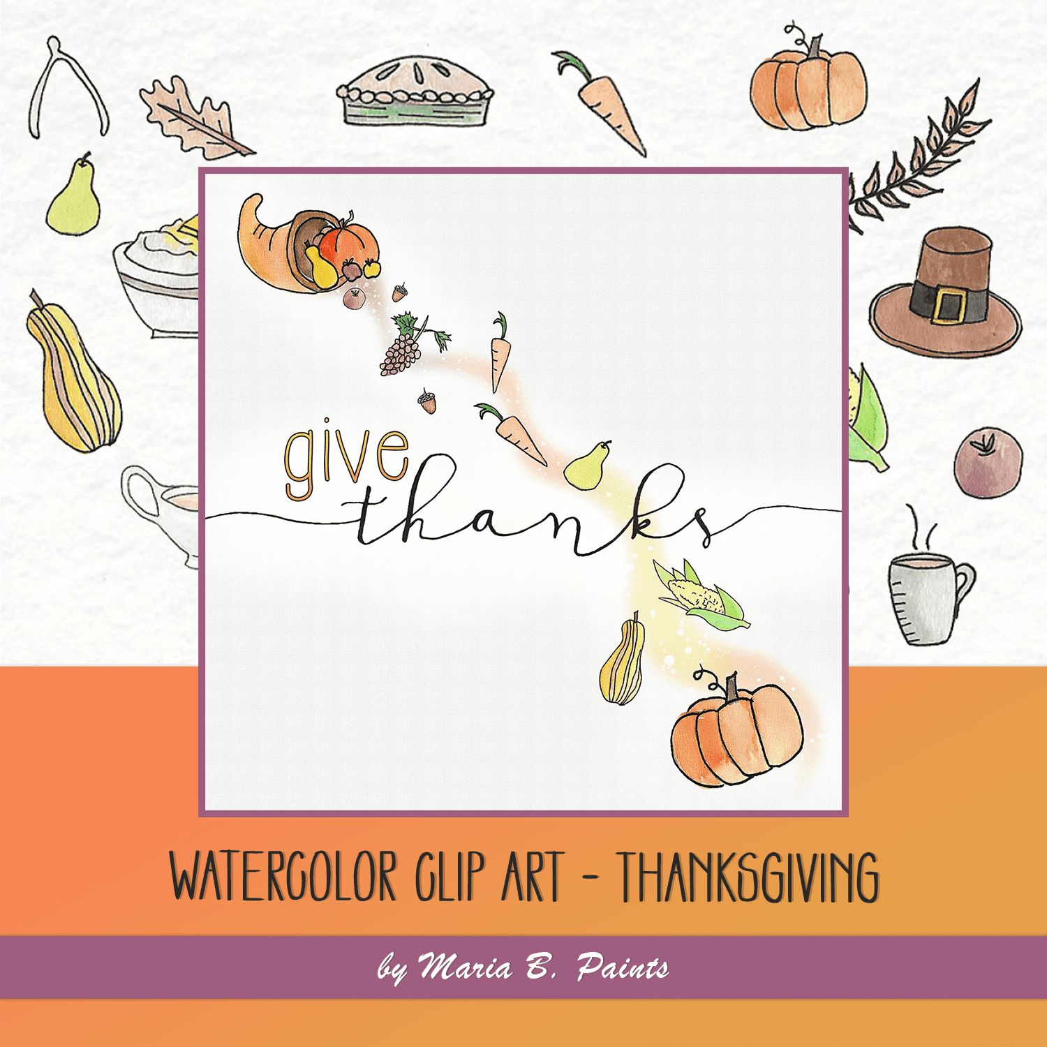 Watercolor Clip Art - Thanksgiving.