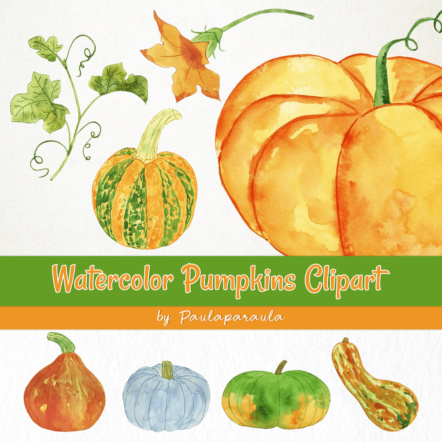 Watercolor Pumpkins Clipart cover.