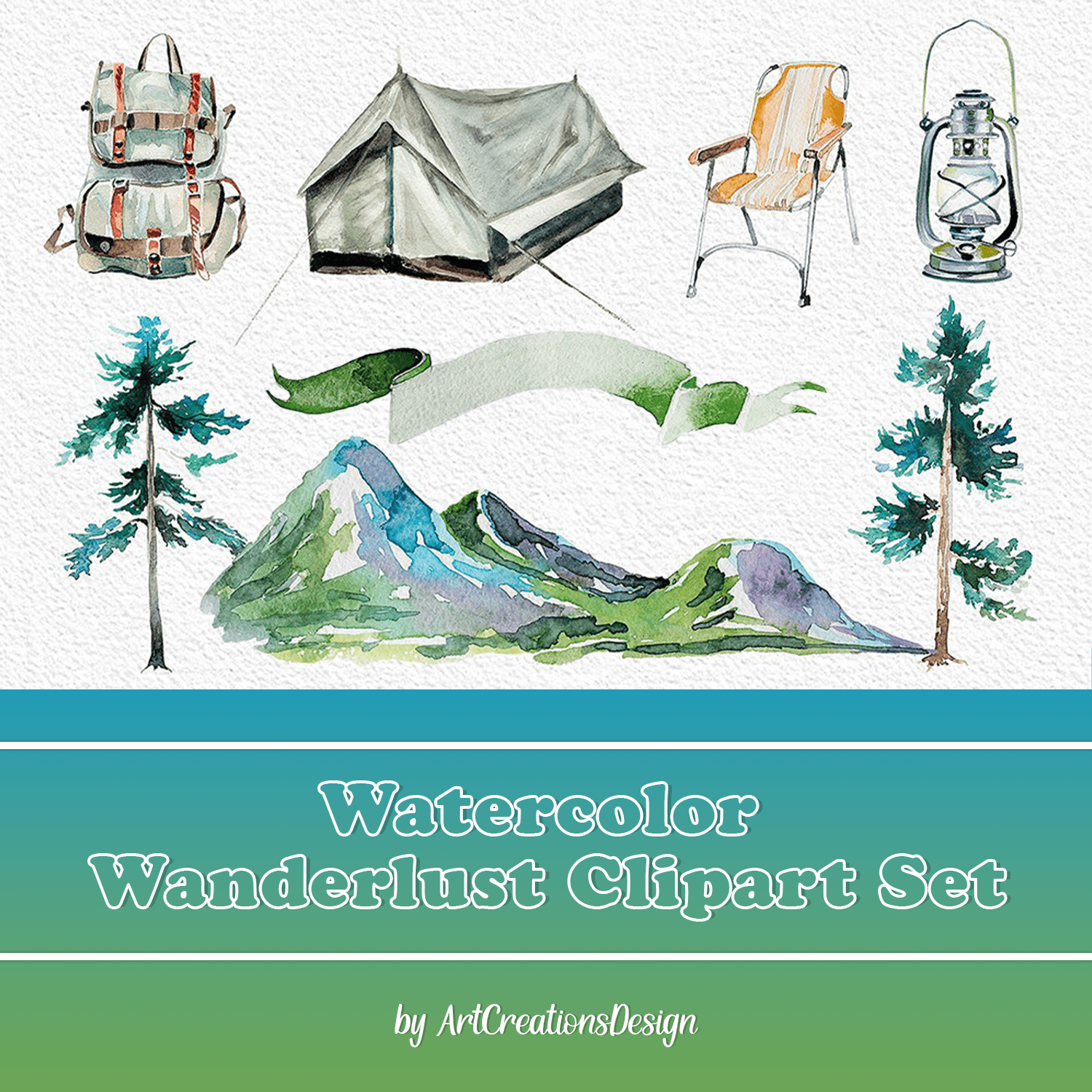 Watercolor Wanderlust Clipart Set created by ArtCreationsDesign.