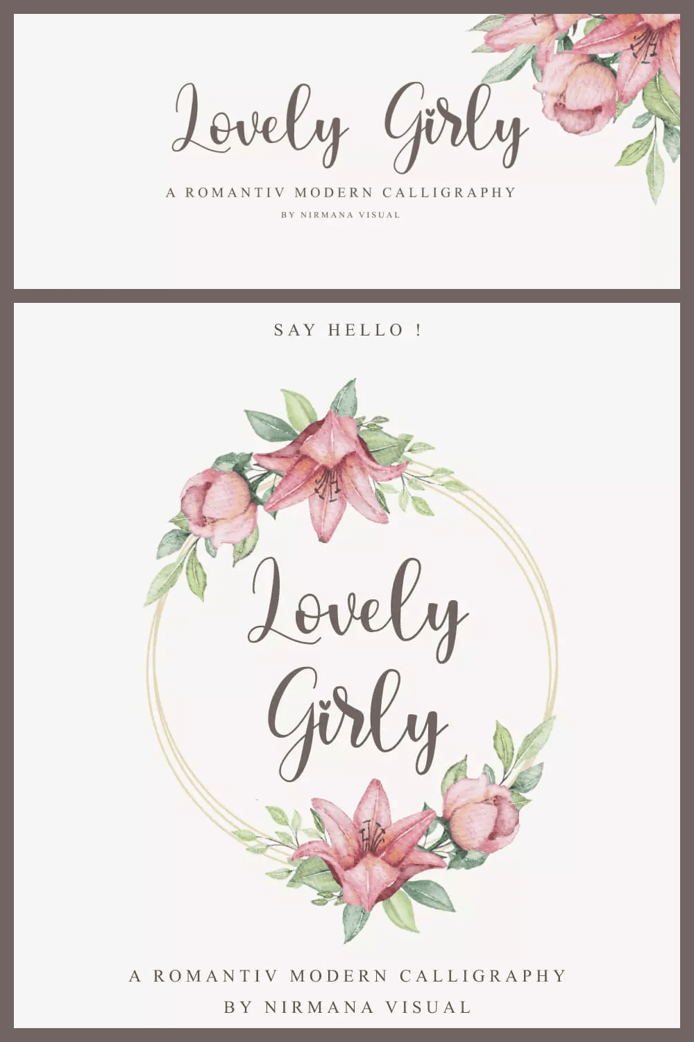 Beautiful font surrounded by watercolor flowers.
