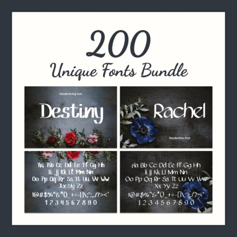 200 Unique Fonts Bundle.