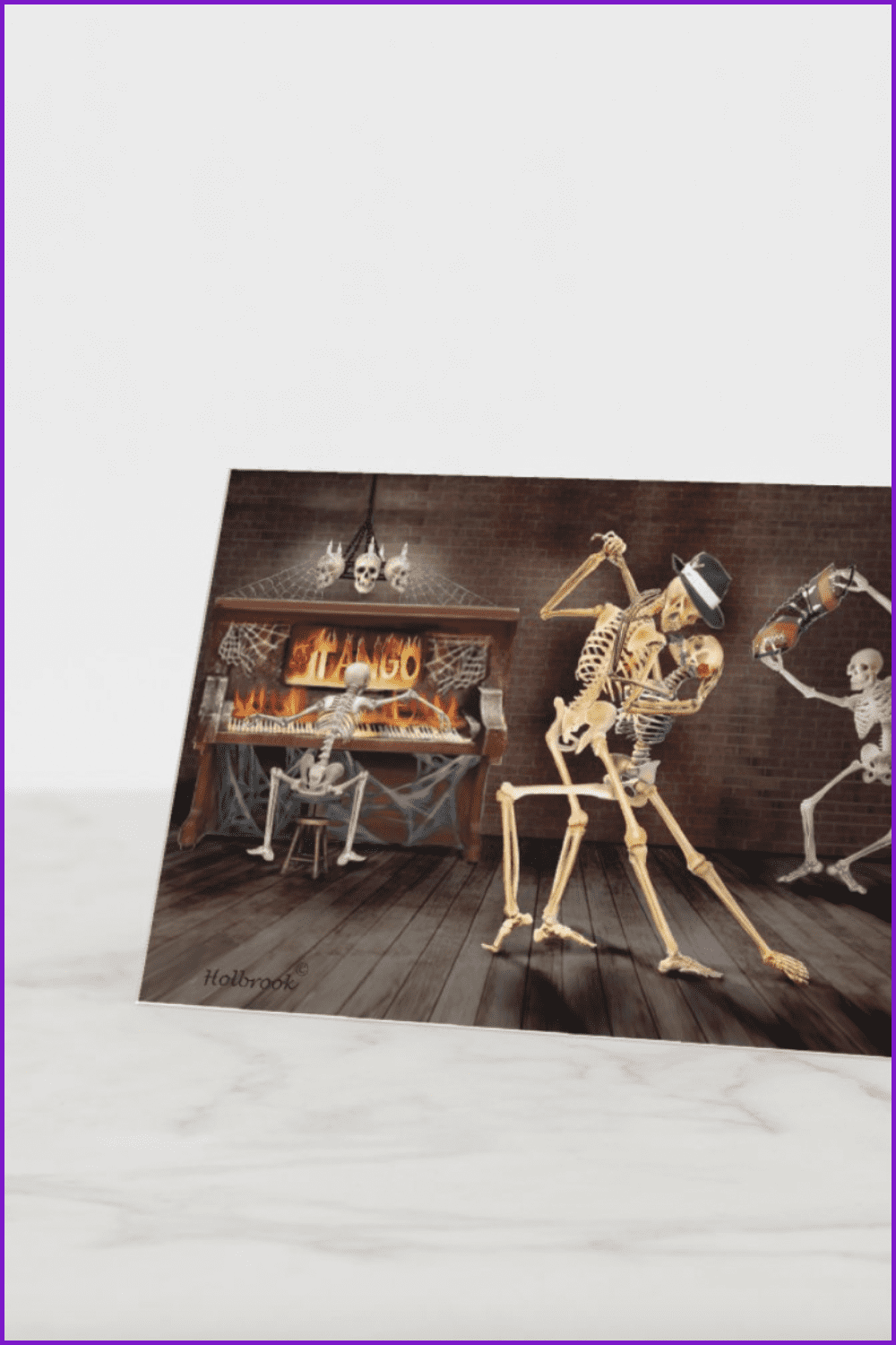 Bar with skeletons dancing tango.
