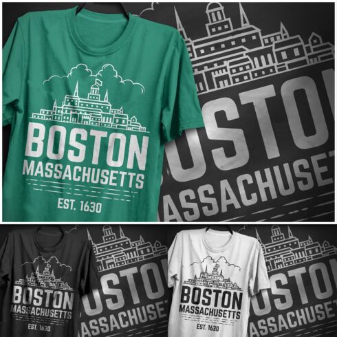 Boston Massachusetts T-Shirt Design.