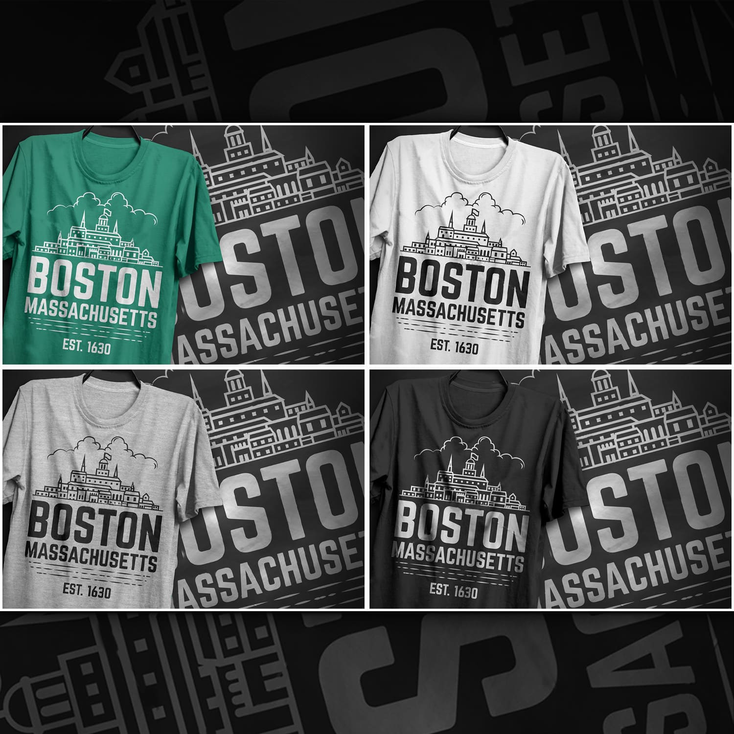 Boston Massachusetts T-Shirt Design Cover.