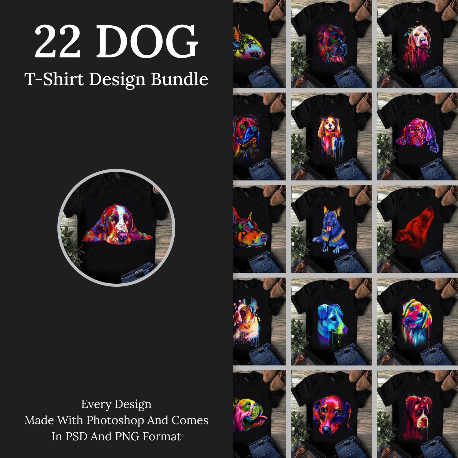 22 Dog T-shirt Design Bundle 1.