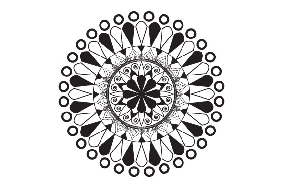 Circular Pattern in Form of Mandala With Flower.