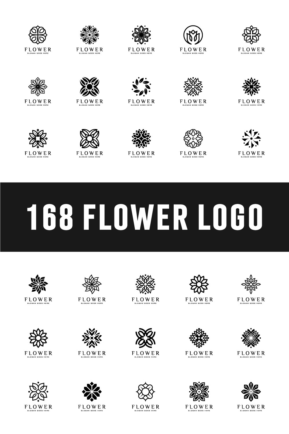 Set of Flower Logo Vector Design pinterest image.