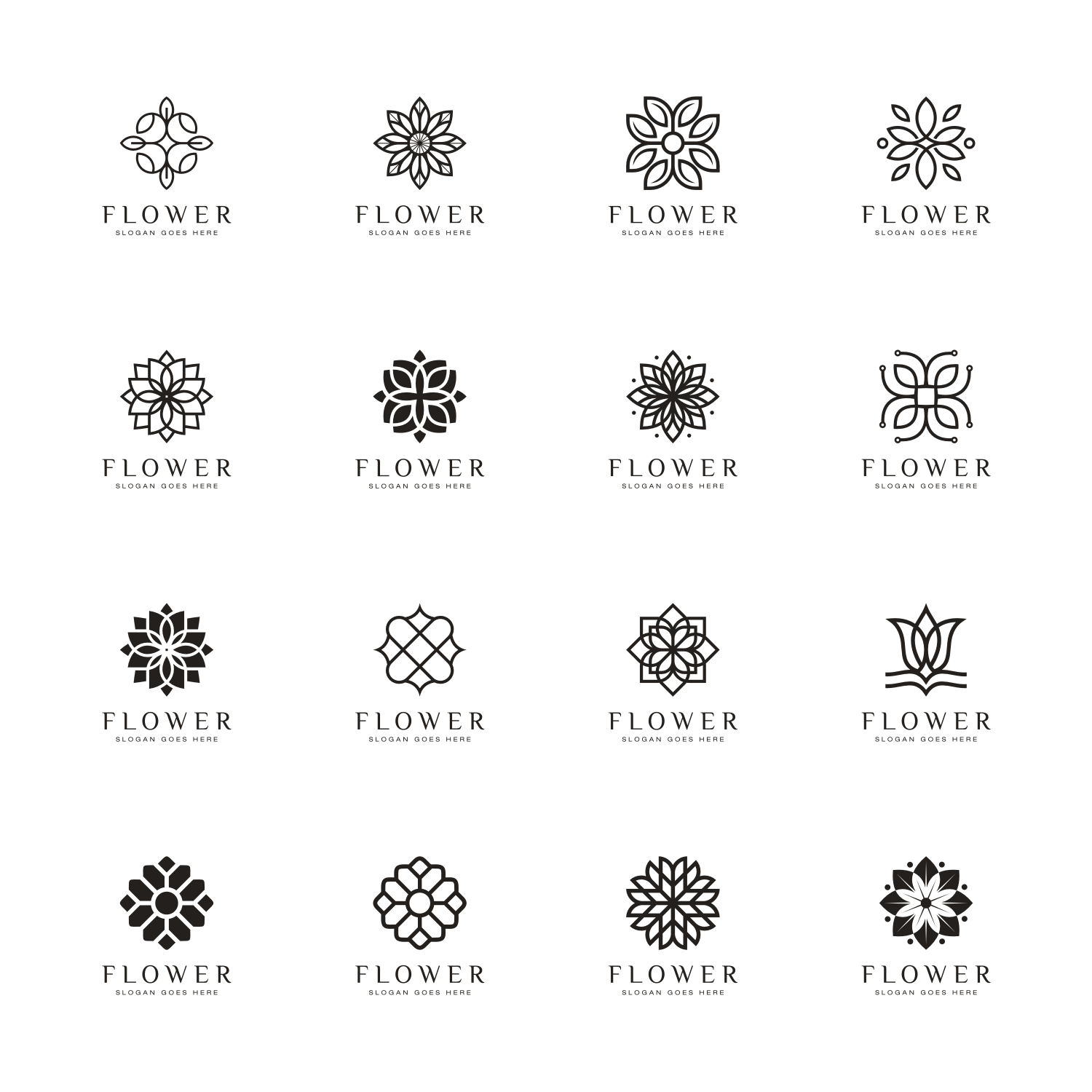Set of Flower Logo Vector Design images.