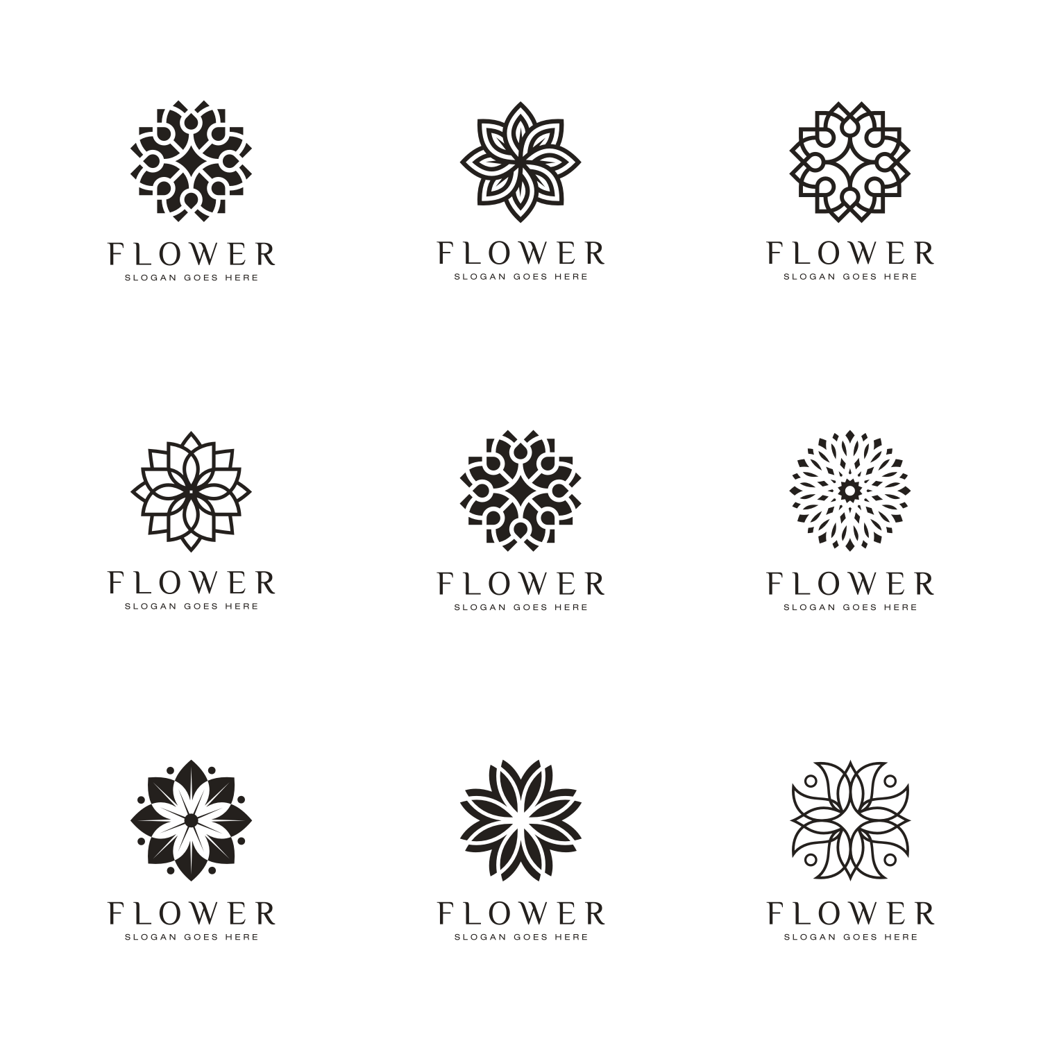 Set of Flower Logo Vector unique Design.