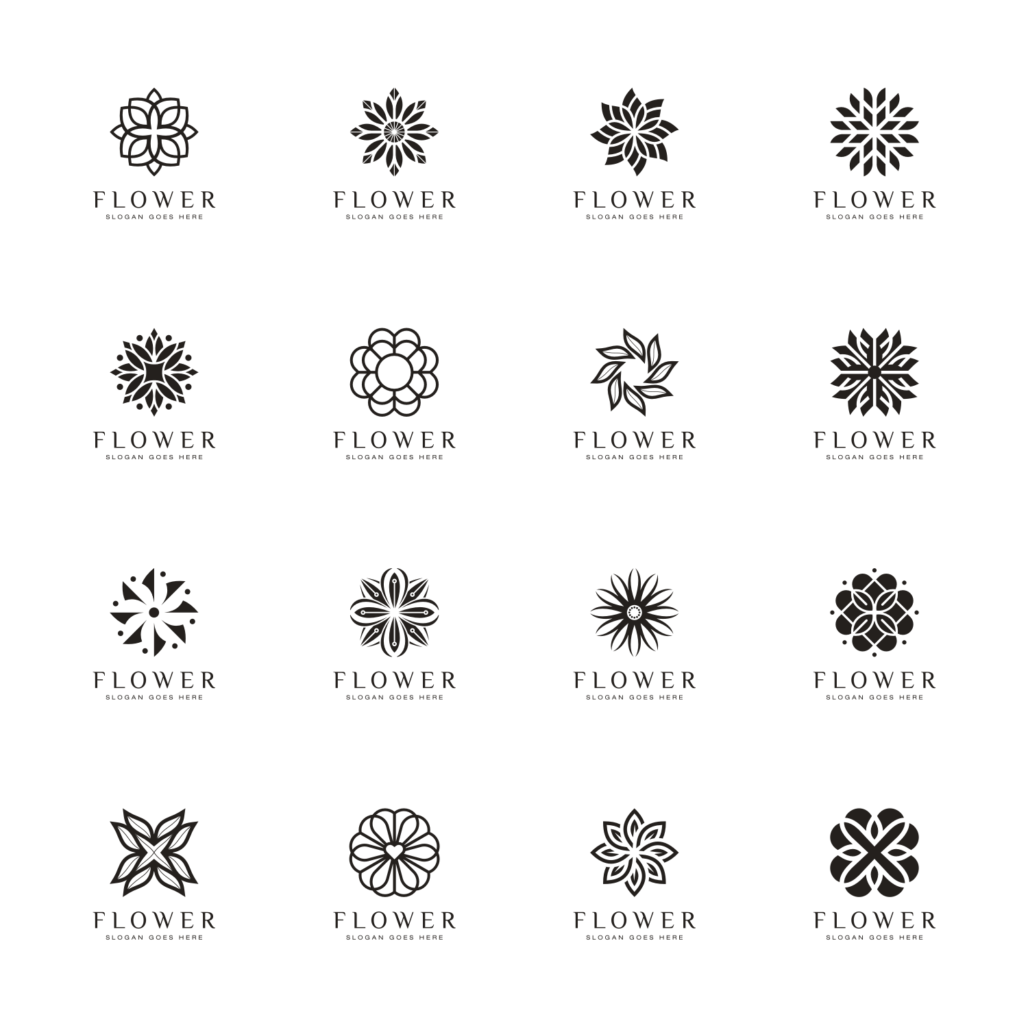 Set of Flower Logo Vector Design facebook image.