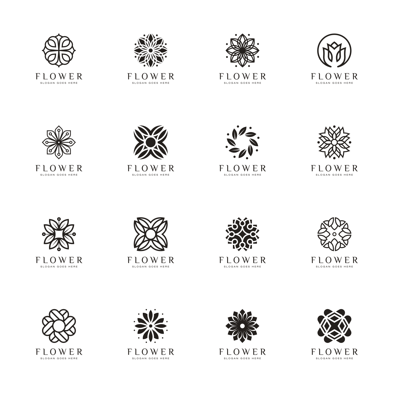 Set of Flower Logo Vector Design.