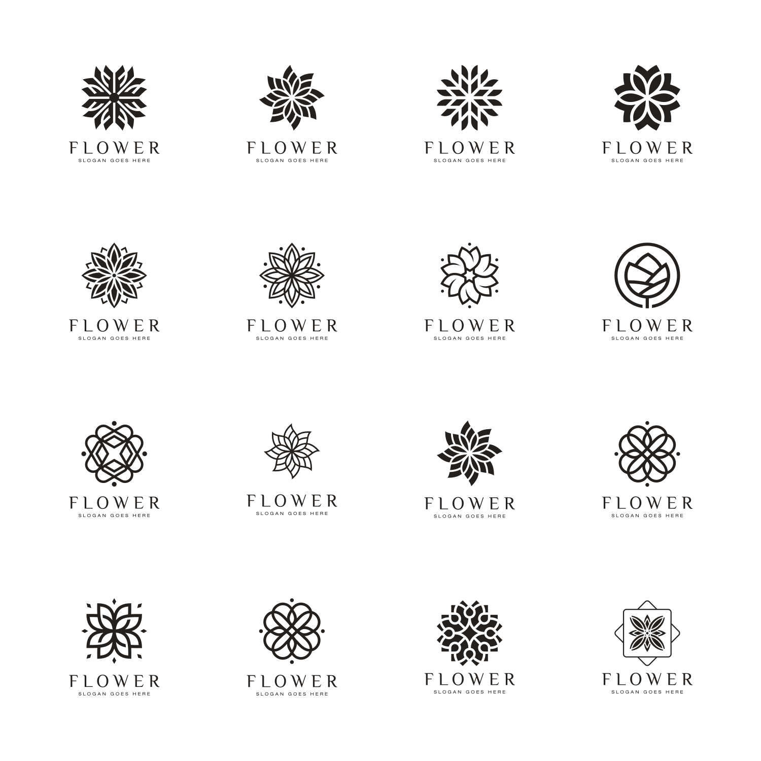 Set of Flower Logo Vector Design different designs.